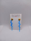 Boucles d'Oreilles Pendantes Serpent Bleu Résine Époxy Clou Doré Anti-Allergique