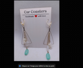 Boucles d'Oreilles Pendantes Triangle Argenté Perles Nacrées Pierre Turquoise