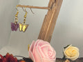 Boucles d'oreilles Pendantes Papillon Fuchsia et Violet — Fait Main