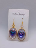 Boucles d'oreilles pendantes résine époxy et monture dorée