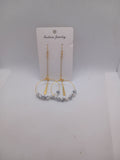 Boucles d'Oreilles Pendantes Plaquées Or et Perles Naturelles Véritables Précieuses – Fait Main